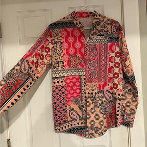 Colorful Patterned Button-Up Shirt